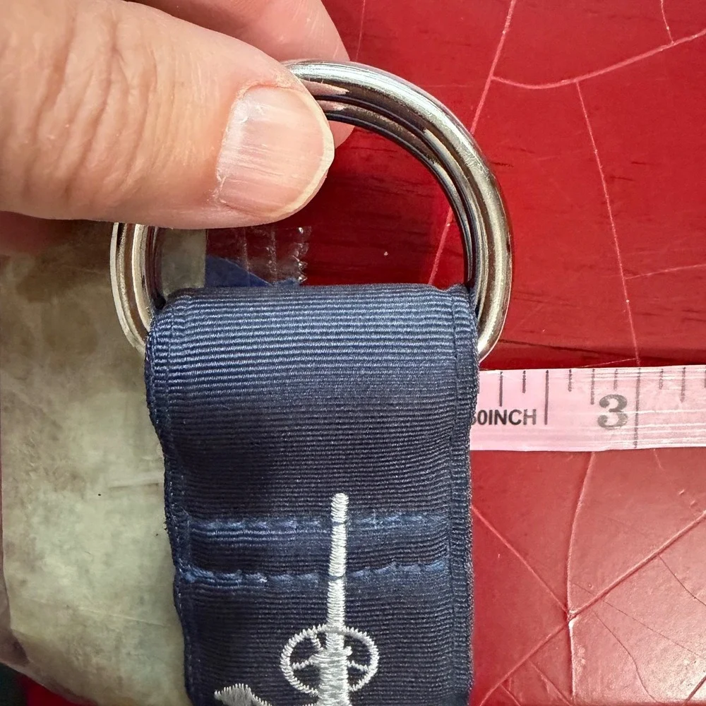 Vineyard Vines Airplane Embroidered D-Ring Belt Mens Size M Navy Preppy Aviation